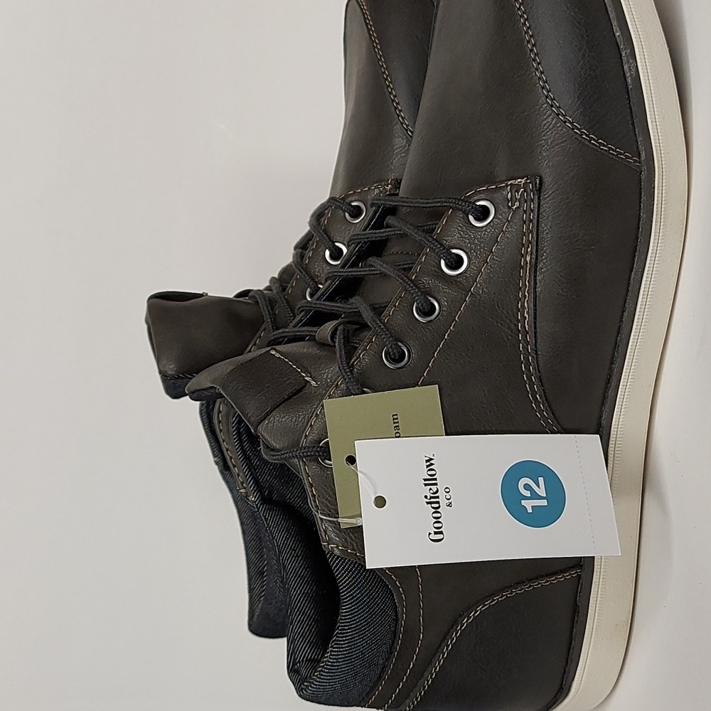 Mens Sneakers Sz 12, Mid Top Lace up in Gray by Goodfellow & Co - Brand New